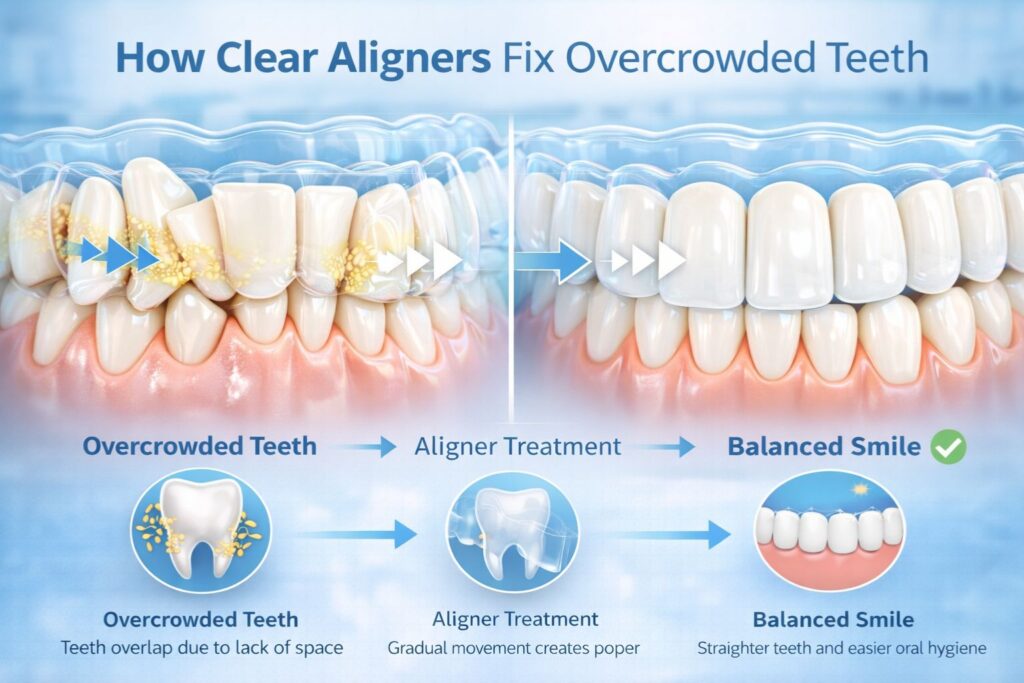 clear aligners fix overcrowded teeth