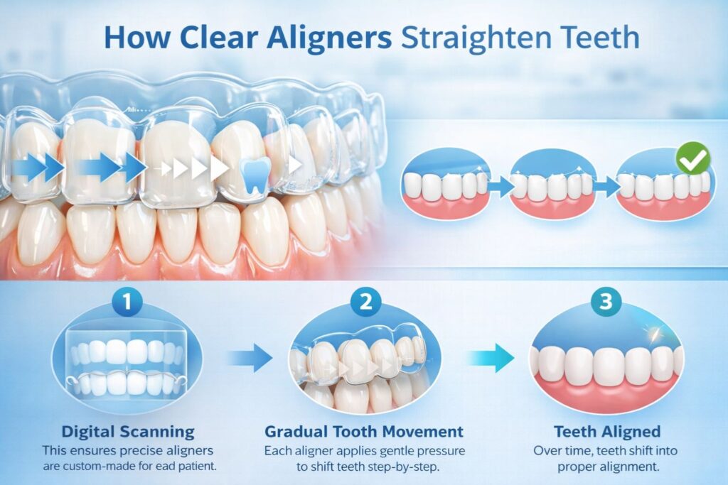 invisalign works to correct teeth alignment