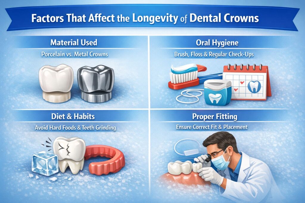 factors affect the longevity of dental crowns